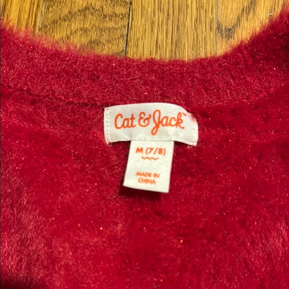 Cat & Jack Red Cardigan Sweater V-Neck - Picture 2 of 4